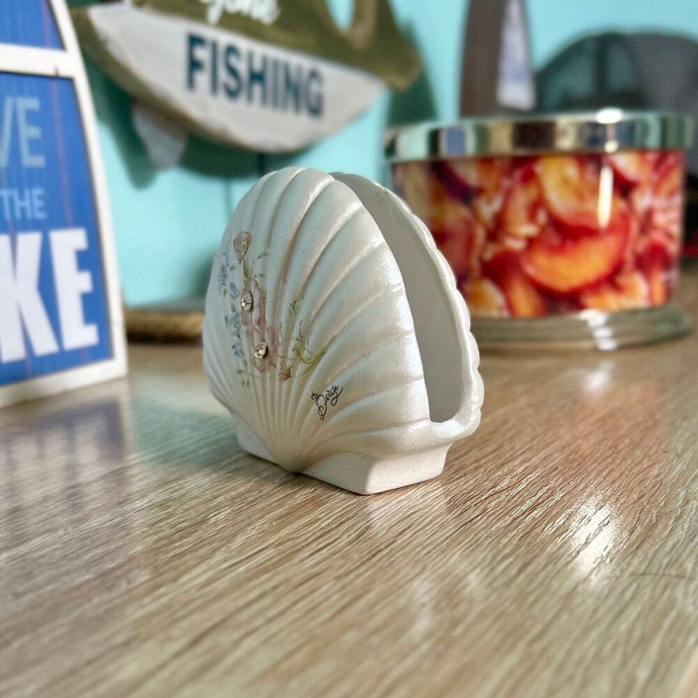 VTG Italian Berger Floral Butterfly Seashell Nautical Trinket Accent Piece - Picture 3 of 10